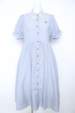 画像1: m petit by misako / ストライプワンピース  サックス Y-26-06-18-137-LO-OP-SZ-ZY (1)
