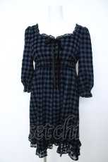 画像1: MILK / ブロックチェックフロッキーワンピース  ダークネイビー Y-26-06-18-140-ML-OP-SZ-ZY (1)