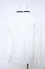 画像2: axes femme / チェス刺繍ハイネックブラウス  白 Y-26-06-18-024-AX-BL-SZ-ZY (2)