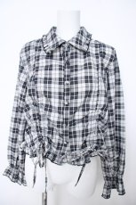 画像1: axes femme / ショート丈ドロストブラウス  紺 Y-26-06-18-037-AX-BL-SZ-ZY (1)