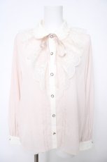 画像1: axes femme POETIQUE / レースラッフルフリルブラウス  ピンク Y-26-06-18-039-AX-BL-SZ-ZY (1)