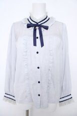 画像1: axes femme POETIQUE / スノークリスタルブローチブラウス  グレー Y-26-06-18-041-AX-BL-SZ-ZY (1)