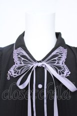 画像3: axes femme POETIQUE / バタフライ刺繍襟半袖ブラウス  黒 Y-26-06-18-044-AX-BL-SZ-ZY (3)