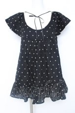 画像1: franche lippee black / りんご刺繍ブラウス M 黒 Y-26-06-20-039-LO-BL-SZ-ZY (1)