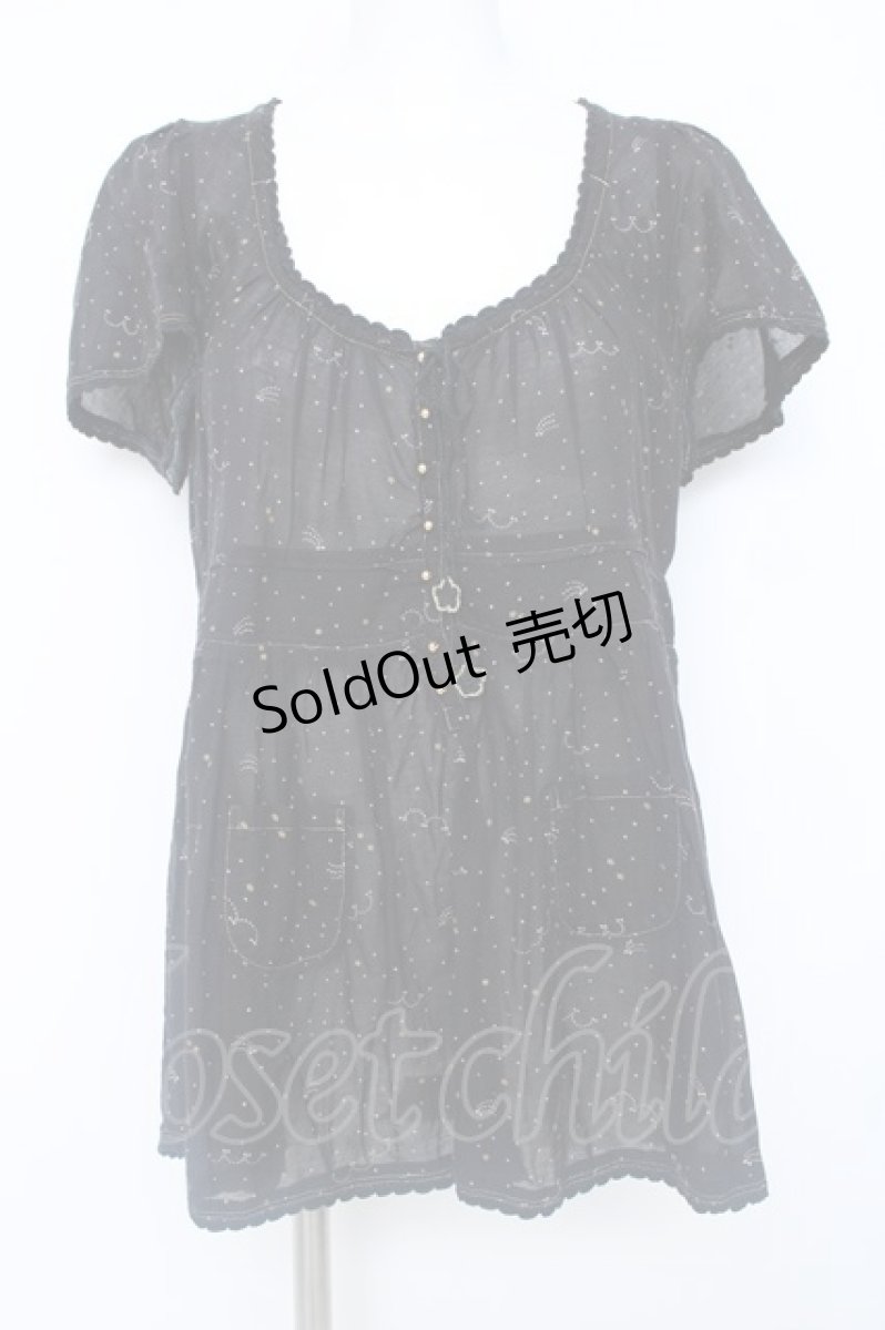 画像1: franche lippee black / ポケットデザインドットチュニブラウス M 黒 Y-26-06-20-040-LO-BL-SZ-ZY (1)