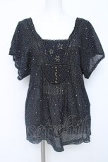 画像1: Cherir la femme / 星刺繍ドット柄チュニブラウス M 黒 Y-26-06-20-041-LO-BL-SZ-ZY (1)