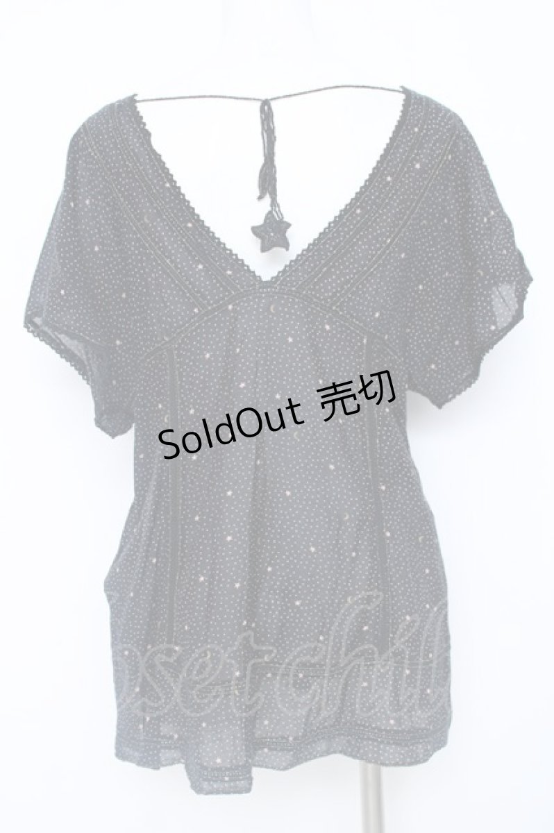 画像2: Cherir la femme / 星刺繍ドット柄チュニブラウス M 黒 Y-26-06-20-041-LO-BL-SZ-ZY (2)