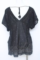 画像2: Cherir la femme / 星刺繍ドット柄チュニブラウス M 黒 Y-26-06-20-041-LO-BL-SZ-ZY (2)