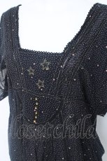 画像3: Cherir la femme / 星刺繍ドット柄チュニブラウス M 黒 Y-26-06-20-041-LO-BL-SZ-ZY (3)