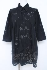 画像1: gouk / 桜透かしロングシャツ  黒 Y-26-06-20-042-GO-BL-SZ-ZY (1)