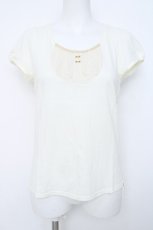画像1: Franche Lippee / 金糸リボン刺繍半袖カットソー M 生成り Y-26-06-20-046-LO-TO-SZ-ZY (1)