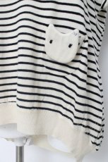画像3: franche lippee black / ねこポケットボーダーサマーニット M 生成り×黒 Y-26-06-20-055-LO-TO-SZ-ZY (3)