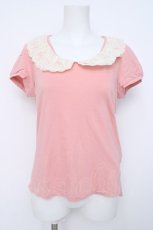 画像1: franche lippee black / レース襟カットソー M ピンク Y-26-06-20-064-LO-OP-SZ-ZY (1)