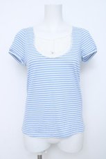 画像1: Franche Lippee / ヨーク切替ボーダー半袖カットソー M ブルー Y-26-06-20-069-LO-TO-SZ-ZY (1)