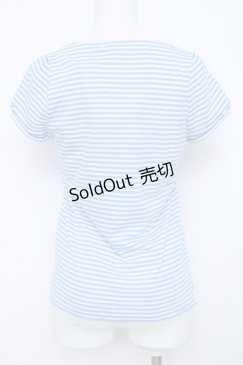 画像2: Franche Lippee / ヨーク切替ボーダー半袖カットソー M ブルー Y-26-06-20-069-LO-TO-SZ-ZY (2)