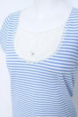 画像3: Franche Lippee / ヨーク切替ボーダー半袖カットソー M ブルー Y-26-06-20-069-LO-TO-SZ-ZY (3)