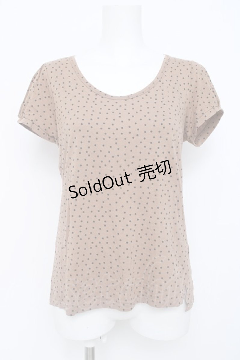 画像1: Franche Lippee / ドット柄半袖カットソー M ブラウン Y-26-06-20-072-LO-TO-SZ-ZS (1)