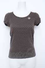 画像1: Franche Lippee / ねこ刺繍ドット半袖カットソー M ブラウン Y-26-06-20-073-LO-TO-SZ-ZY (1)