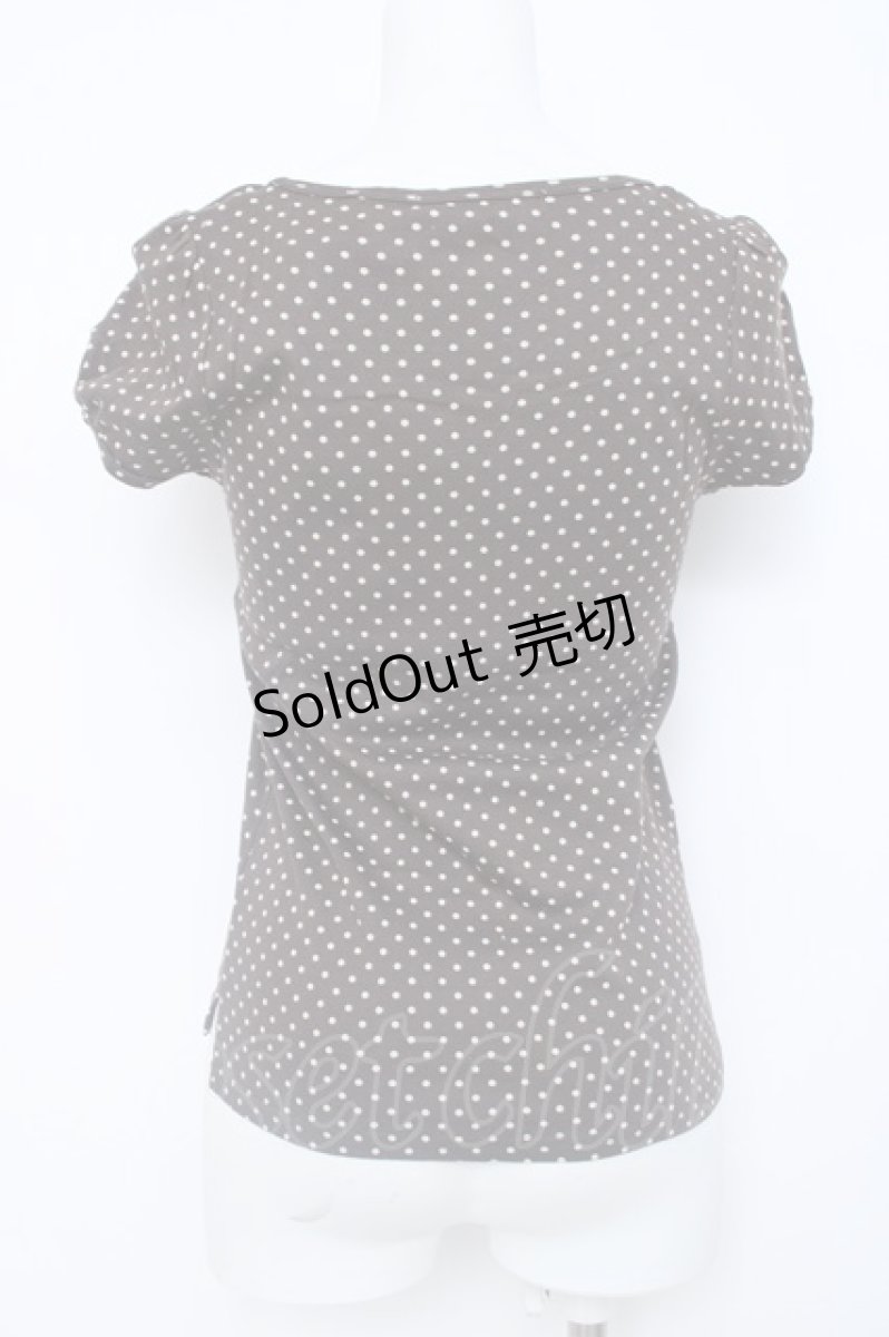 画像2: Franche Lippee / ねこ刺繍ドット半袖カットソー M ブラウン Y-26-06-20-073-LO-TO-SZ-ZY (2)