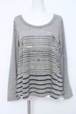 画像1: franche lippee black / のびネコプリントカットソー M グレー Y-26-06-20-075-LO-OP-SZ-ZY (1)