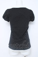 画像2: franche lippee black / ねこ刺繍ドット半袖カットソー M 黒 Y-26-06-20-076-LO-TO-SZ-ZY (2)
