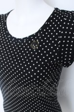 画像3: franche lippee black / ねこ刺繍ドット半袖カットソー M 黒 Y-26-06-20-076-LO-TO-SZ-ZY (3)