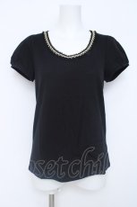 画像1: Franche Lippee / りんご刺繍半袖カットソー M 黒 Y-26-06-20-078-LO-TO-SZ-ZY (1)