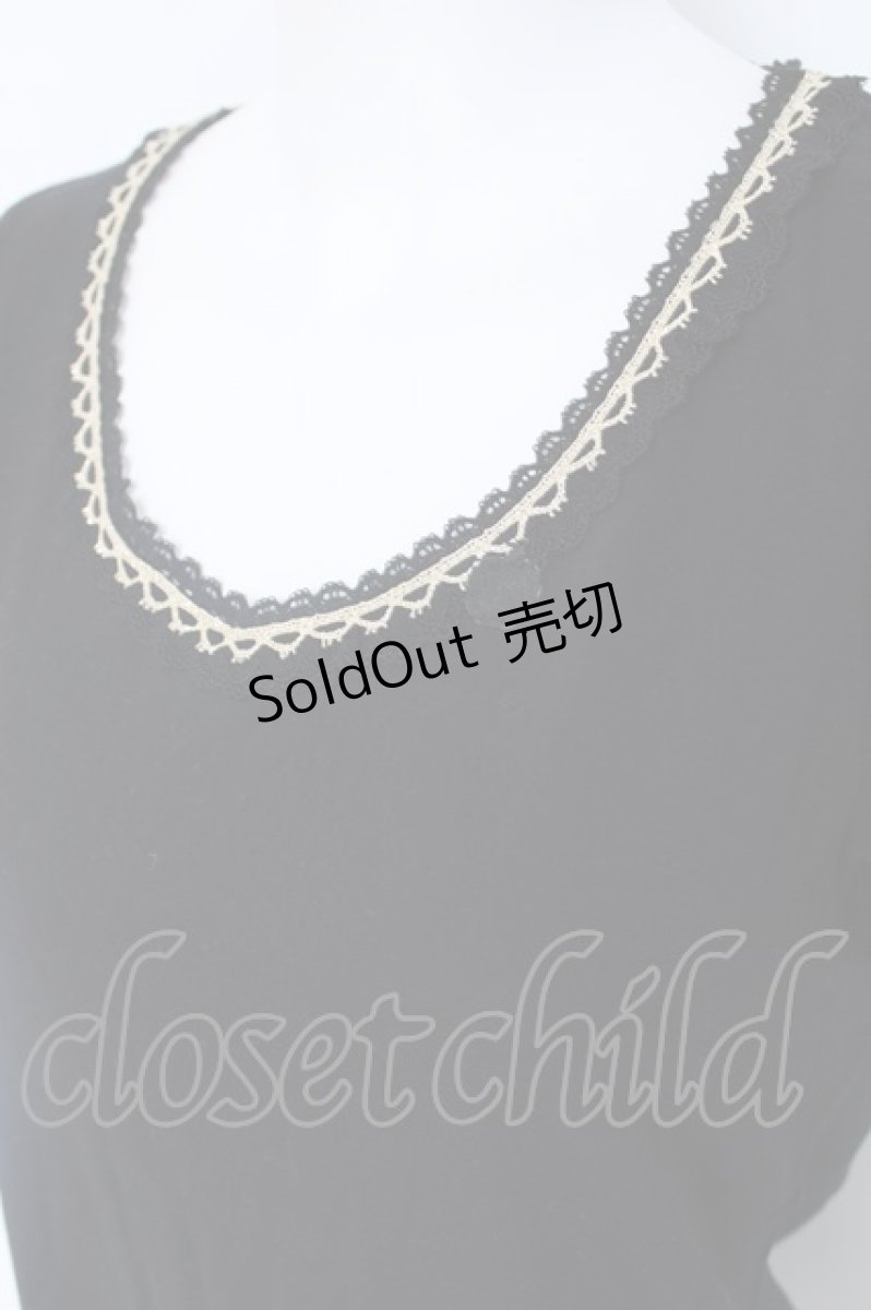 画像3: Franche Lippee / りんご刺繍半袖カットソー M 黒 Y-26-06-20-078-LO-TO-SZ-ZS (3)