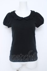 画像1: franche lippee black / スカラップ半袖カットソー M 黒 Y-26-06-20-079-LO-TO-SZ-ZY (1)