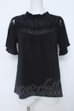 画像1: axes femme / 袖透けレース使いプルオーバー M 黒 Y-26-06-20-081-AX-TO-SZ-ZY (1)