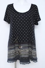 画像1: franche lippee black / のびねこ刺繍カットソーチュニ M 黒 Y-26-06-20-088-LO-OP-SZ-ZY (1)