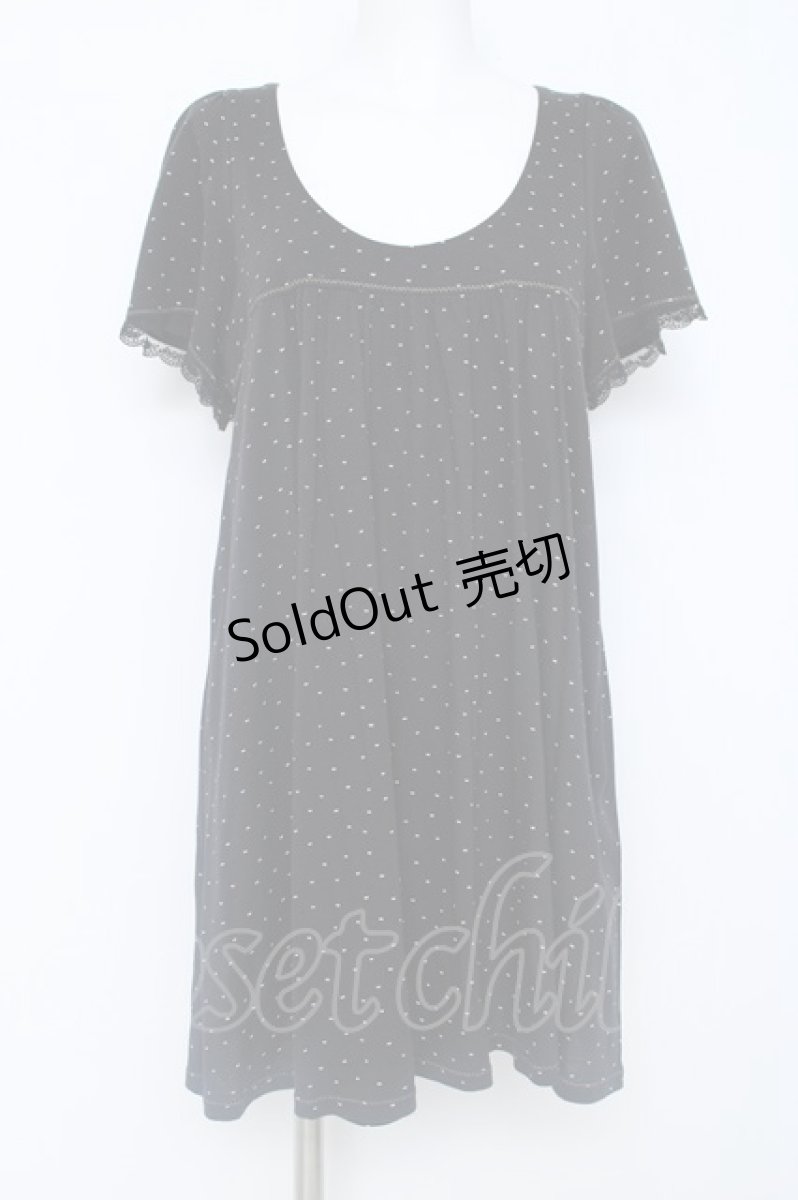 画像1: Franche Lippee / バックデザインリボンドット柄チュニ M 黒 Y-26-06-20-089-LO-OP-SZ-ZY (1)