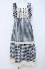 画像1: Favorite / ギンガムノースリワンピース  紺 Y-26-06-20-098-LO-OP-SZ-ZY (1)