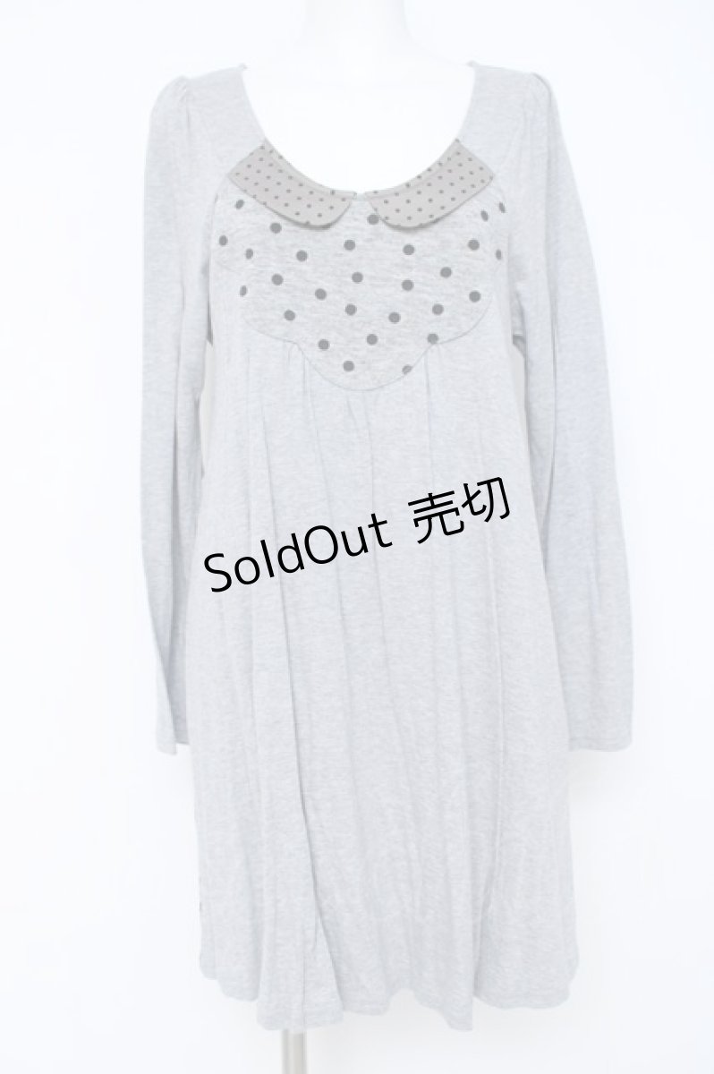 画像1: franche lippee black / ドット切り替えスカラップカットワンピース M グレー Y-26-06-20-111-LO-OP-SZ-ZY (1)
