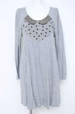 画像1: franche lippee black / ドット切り替えスカラップカットワンピース M グレー Y-26-06-20-111-LO-OP-SZ-ZY (1)