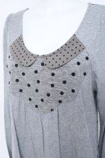 画像3: franche lippee black / ドット切り替えスカラップカットワンピース M グレー Y-26-06-20-111-LO-OP-SZ-ZY (3)