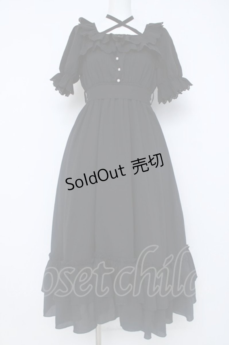 画像1: Amavel / Frill Decoraロングワンピース F 黒 Y-26-06-20-117-CA-OP-SZ-ZY (1)