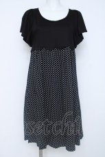 画像1: franche lippee black / スカラップドッキングドットンワンピース M 黒 Y-26-06-20-118-LO-OP-SZ-ZY (1)