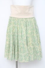 画像1: Franche Lippee / ダマスク柄スカート M 生成り×グリーン Y-26-06-20-137-LO-SK-SZ-ZY (1)