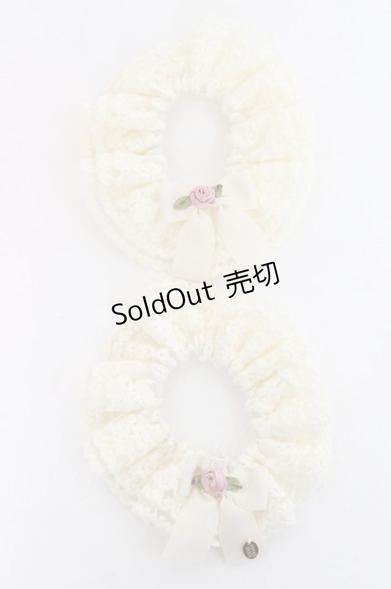 画像1: m petit by misako / NINA'Sコラボ　リボン付き2WAYシュシュ  中白 Y-26-06-20-016-LO-ZA-SZ-ZY (1)