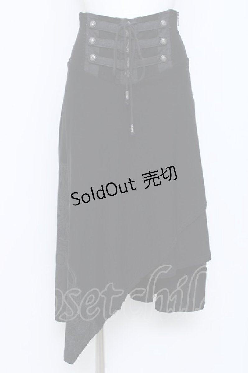 画像1: Rozen Kavalier / レースプリントイレギュラースカート  黒 Y-26-06-22-083-OO-SK-SZ-ZY (1)