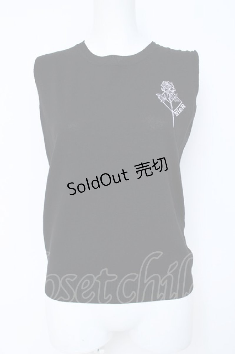 画像1: NieR Clothing / バラ刺 リブタンクトップ  黒 Y-26-06-22-149-PU-TO-HR-ZI (1)