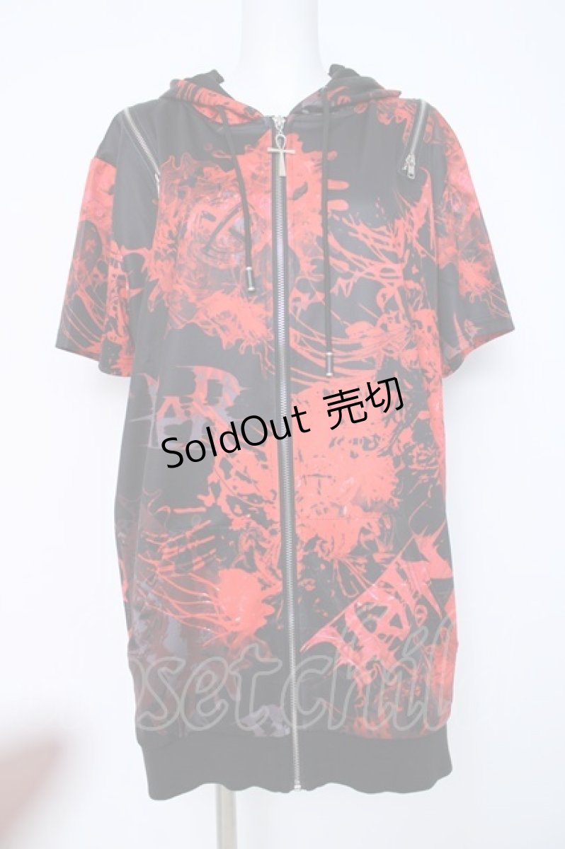 画像1: NieR Clothing / 2WAY OFF-Shoulder ZIP PARKA【彼岸花赤】 F 黒×赤 Y-26-06-22-152-PU-TO-SZ-ZI (1)