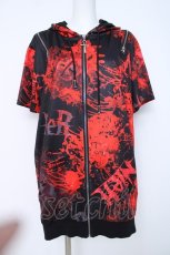 画像1: NieR Clothing / 2WAY OFF-Shoulder ZIP PARKA【彼岸花赤】 F 黒×赤 Y-26-06-22-152-PU-TO-SZ-ZI (1)