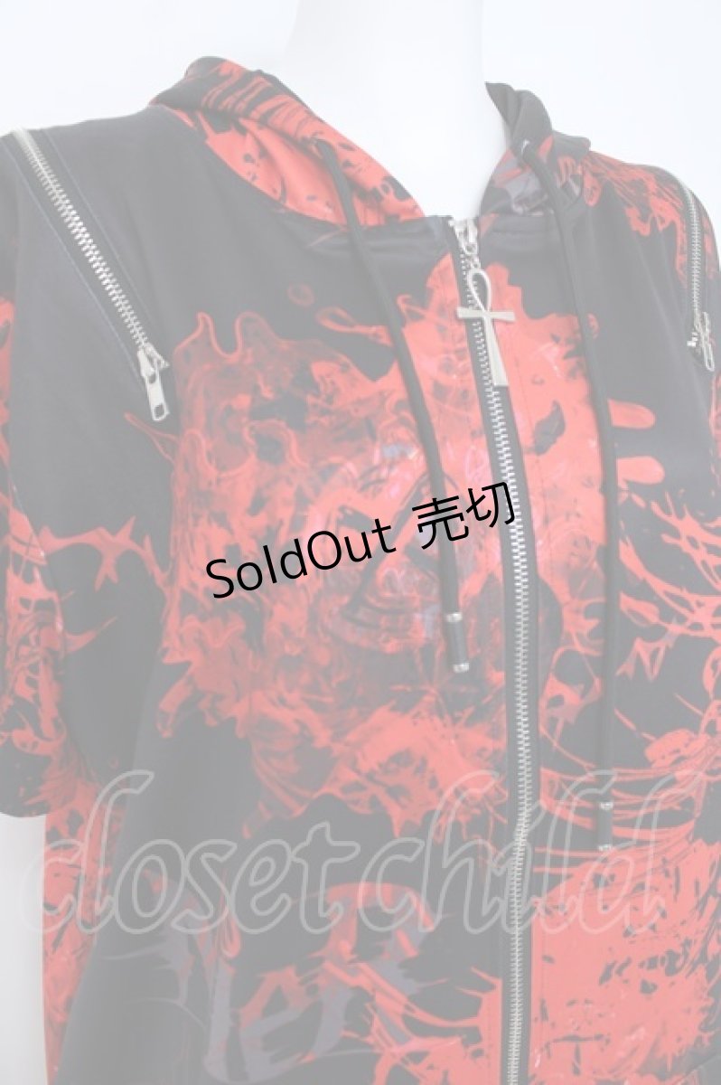 画像3: NieR Clothing / 2WAY OFF-Shoulder ZIP PARKA【彼岸花赤】 F 黒×赤 Y-26-06-22-152-PU-TO-SZ-ZI (3)