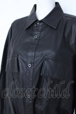 画像4: CIVARIZE / PUレザーオーバーサイズミリタリーシャツ F ブラック Y-26-06-22-179-PU-BL-SZ-ZY (4)