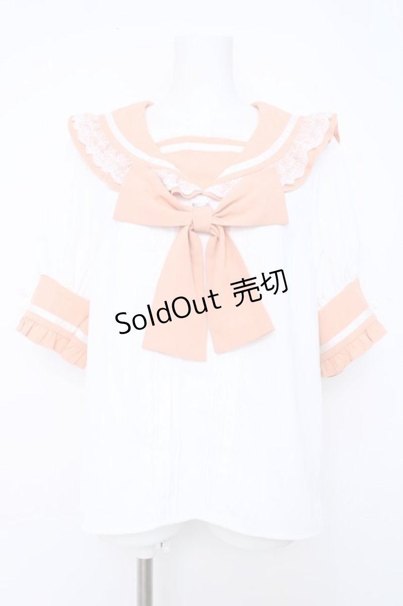 画像1: Dear My Love / レースフリルリボンセーラーブラウス 3L オレンジ Y-26-06-22-211-LO-BL-SZ-ZY (1)