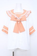画像1: Dear My Love / レースフリルリボンセーラーブラウス 3L オレンジ Y-26-06-22-211-LO-BL-SZ-ZY (1)