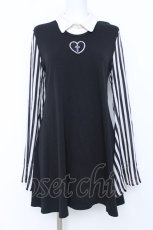 画像1: HELL CAT PUNKS / ストライプ袖カットワンピース F 黒 Y-26-06-22-030-PU-OP-SZ-ZI (1)