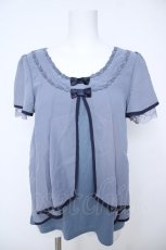画像1: axes femme / 2つリボンシフォンレイヤードプルオーバー  ブルー Y-26-06-24-051-AX-TO-SZ-ZY (1)